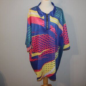 Size 5XL Bold Bright Pattern Short Sleeve Shirt Top